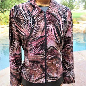 Joseph Kibkoff Shiny Brown & Pink Jacket Size 12